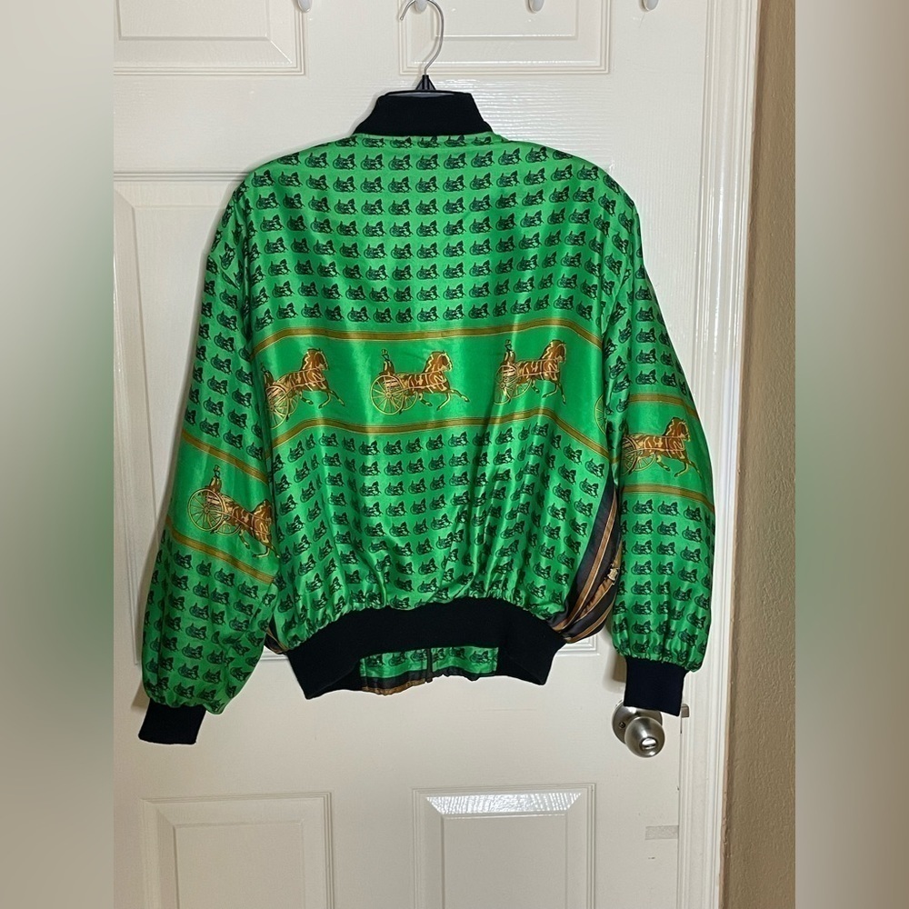 VTG Metro High Fashion Jacket Women’s L Large Green Horses Carriage 80’s‌‌‌‌‌ - Picture 4 of 7